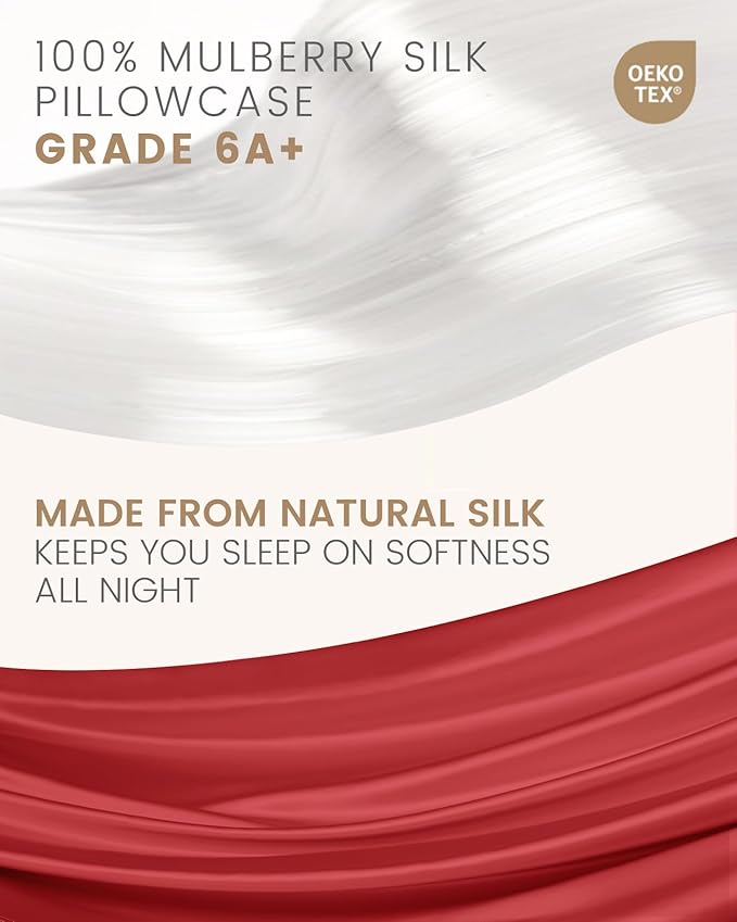 THXSILK 100% Pure Mulberry Silk Pillowcase for Hair and Skin, Grade 6A+ Real Mulberry Silk Body Pillowcase with Zipper, Ultra-Soft Breathable Silk Pillowcase(Red, Body Size 20"x54")