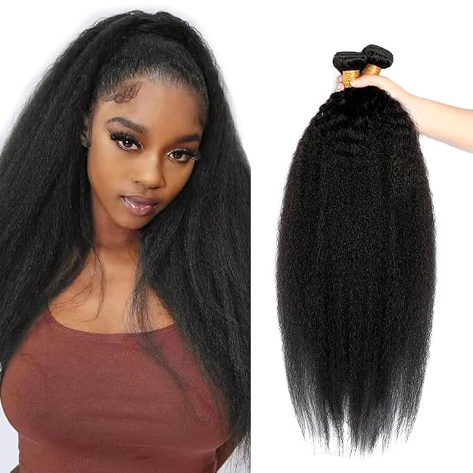28 28 28 Inch Yaki Straight Bundles Color 1B Kinky Straight Human Hair Bundle Brazilian Virgin Remy Hair Extensions Niegmeag Double Weft Soft and Silky Natural Black Yaki Bundle 300g