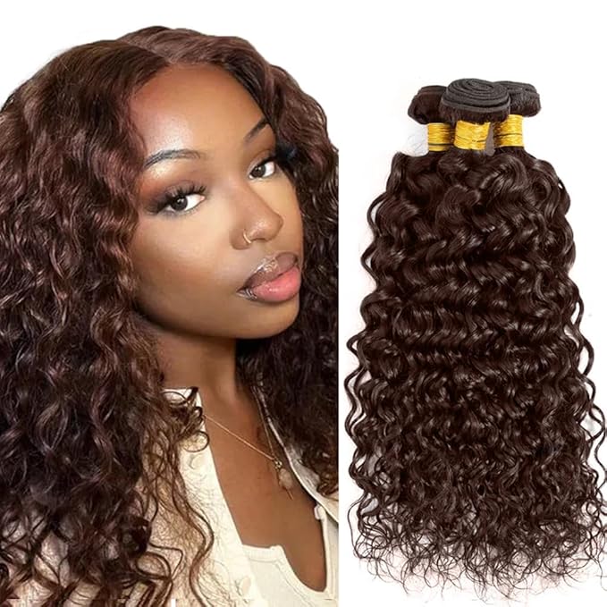 Brown Bundles Human Hair Chocolate Brown Water Wave Bundles 14 16 18 Inch Niegmeag Brazilian Virgin Remy Hair Extensions Color 4 Water Wave Bundle 150g