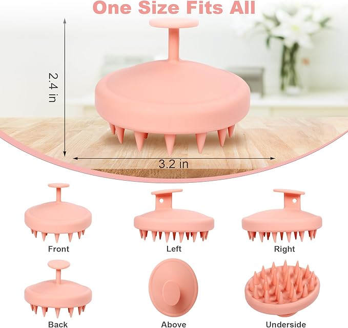 Silicone Scalp Massager, Scalp Scrubber for Hair Growth with Soft Bristles, Scalp Exfoliator Brush Dandruff Removal Shampoo Brush for Wet Dry Scalp Care (Pale Pink)