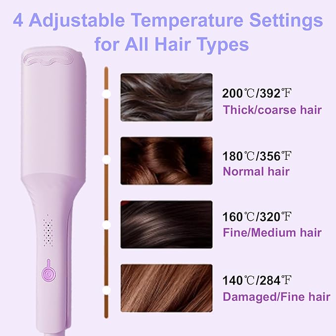 Waver Hair Crimper, 1.25 Inch Curling Wands with Ceramic 3 Barrels, 4 Temp Settings, Heat Resistant Glove, Fast Heating Crimper Hair Iron for Short and Long Hair (Purple)