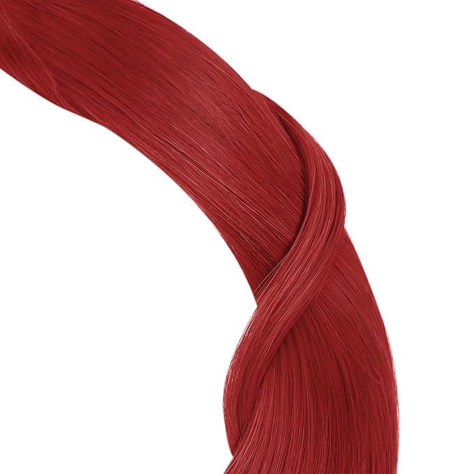 YoungSee Nano Bead Hair Extensions Red Nano Ring Hair Extensions Human Hair 20 Inch Nano-Loop Hair Extension Colorful Nano Extension Real Human Hair for Women Highlights 25g 25s