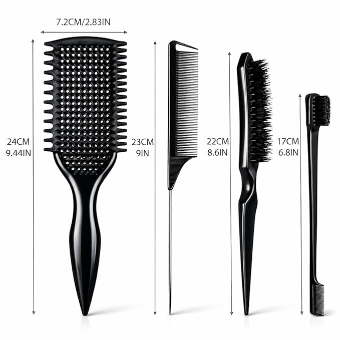 Detangler Brush for Curly Hair, Lightweight Curly Hair Brush with Vented Design for Easy Glide, Effortlessly Detangles Without Pulling or Snagging, Suitable for All Wet and Dry Hair Types (Black)