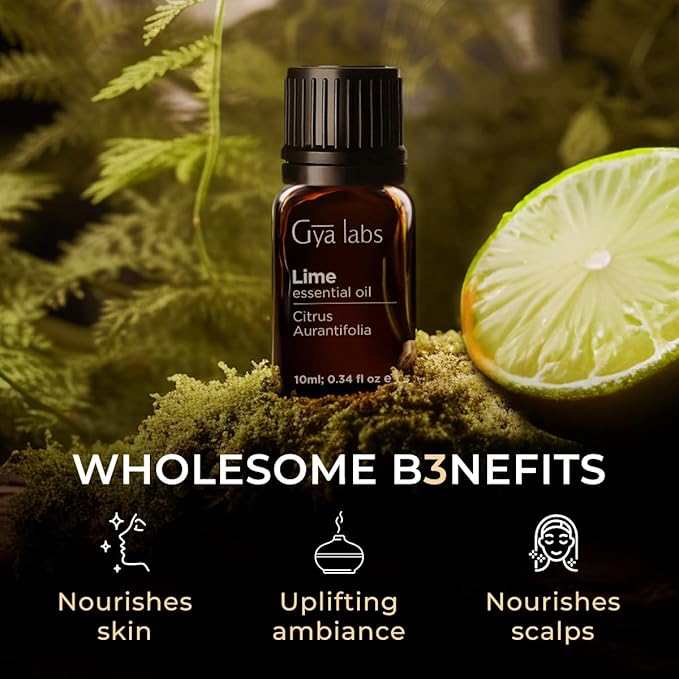 Gya Labs Lime Essential Oil - 0.34 Fl Oz - for Hair, Skin, Diffuser, Aromatherapy & DIY Candle Making Scent