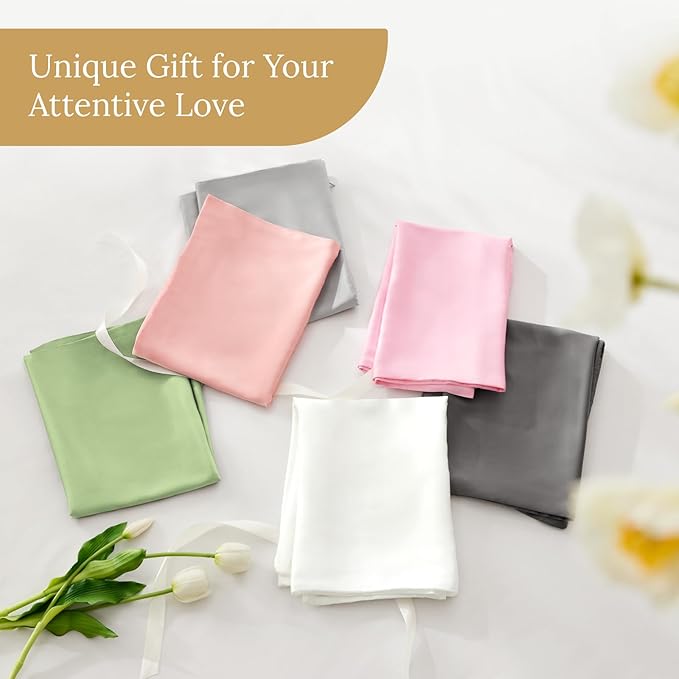 INFIIXSO Silk Pillow Cases 2 Pack Standard Size, Ultra Smooth & Soft Mulberry Silk Pillow Case for Hair and Skin, Breathable Cooling Silk Pillowcase with Hidden Zipper (Pink, 20x26 Inches)
