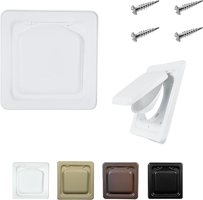 NO-PEST VENT MetalGuard, Dual Door Dryer Vent Cover Outdoor 4 Inch, Powder-Coated Heavy Duty Steel, Pest Proof, Rust Resistant, Safe & Efficient Vent Cap (White, STEEL 4" W/O Duct Tube)