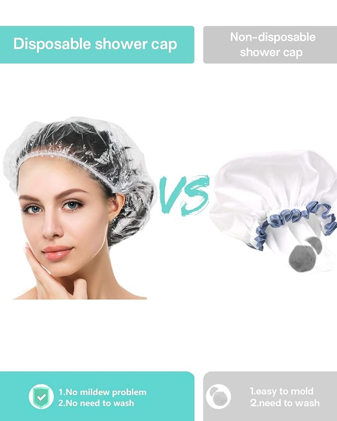 Auban 30PCS Disposable Shower Caps, Plastic Clear Hair Cap Large Thick Waterproof Bath Caps for Women, Hotel Travel Essentials Accessories Deep Conditioning Hair Care Cleaning Supplies(17.3")