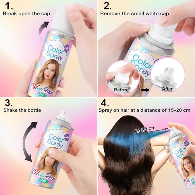 Gray Temporary Hair Color Spray for Women Kids Men, Washable Grey Hair Spray, Fun Bright Shade for Cosplay, Halloween, Cosplay, Party, DIY Hair Looks & Festivals