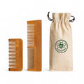 Natural Neem Wood Comb Set of 2 [Plain Lily & Shampoo comb]– Wide & Fine Tooth Handmade Wooden Hair Combs for Men & Women | Eco-Friendly, Plastic-Free, Scalp care for Gentle Hair Care