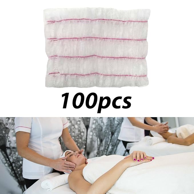 100Pcs SPA Facial Headbands SPA Makeup Headbands Skincare Hair Bands Makeup Head Wraps for Bath Home Showering Personal Use, White Pink