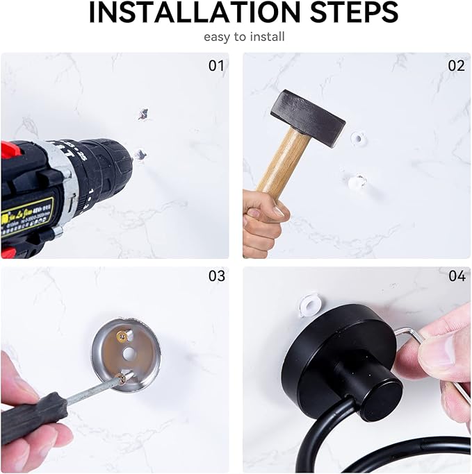 YUET Hair Dryer Holder Hairdryer Station Wall Mounted Stand Hanger Rack Blow Spiral Aluminum Construction Black Painted Shelf Storage for Bathroom Shower Room