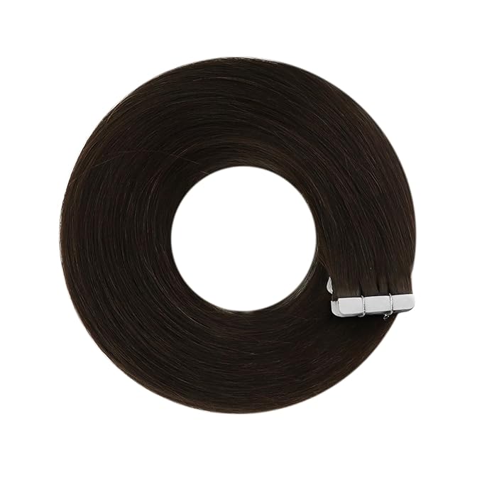 YoungSee Tape in Hair Extensions Human Hair Dark Brown Tape ins Human Hair Extensions Brown 12 Inch 30g 20pcs Seamless Tape-in Hair Extension Real Hair for Short Hair Everyday Wear