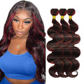 99j Bundles Human Hair Burgundy Body Wave Bundle Mixed Length 3 Bundles 26 28 30 Inch Niegmeag Brazilian Virgin Remy Hair Extensions