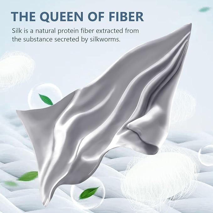 Silk Pillow Cases 2 Pack Queen Size Mulberry Silk Pillowcase Set of 2 for Hair and Skin 30 x 20 Inches 22 Momme Both Side Grade 6A Silk Soft Breathable Cooling with Hidden Zipper, Grey