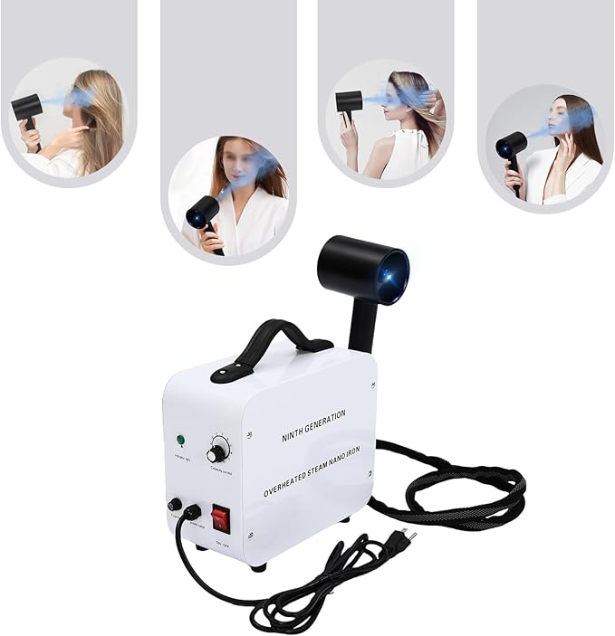 Nano Ionic Hair Steamer Machine with 1300W Fast Heat, 1-10 Adjustable Mist, 11.8oz Tank for Deep Conditioning Treatment at Home & Salon, Moisturizing Dry/Damaged Hair