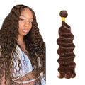 Brown Deep Wave Bundles Color 4 Human Hair Bundles Brazilian Virgin Soft and Silky Remy Hair Single Bundle 14 Inch Niegmeag Double Weft Color 4 Deep Wave Bundle 100g