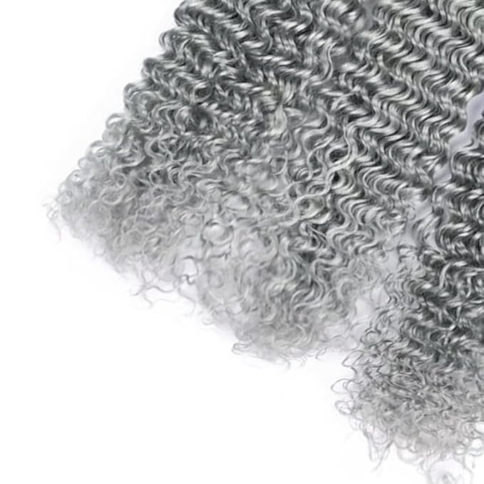 30 32 34 Inch Grey Bundles Human Hair Silver Deep Wave Bundles Niegmeag Brazilian Virgin Remy Hair Extensions Double Weft Soft And Silky Gray Deep Wave Bundle
