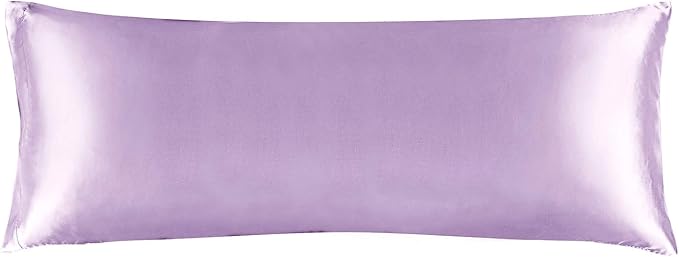 BEDELITE Satin Body Pillow Cover, Super Soft and Cooling Body Pillow Pillowcase for Hair and Skin, Breathable Silky Full Long Pillowcase Cover(20"x54", Lavender)
