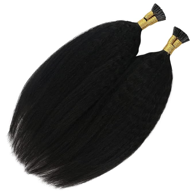 YoungSee I Tip Hair Extensions Human Hair Kinky 22In Itip Human Hair Extensions Black Kinky Straight 50g Itips Hair Extension 50s Cold Fusion Hair Extension Curly for Long Hair