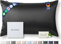 Premium Silk Pillowcase 100% Organic Mulberry Silk, 22 Momme, Grade 6A - Oeko-Tex Certified in Germany - Luxury for Hair & Skin, 1 Piece (Queen Size 20x30 Inches, Black)