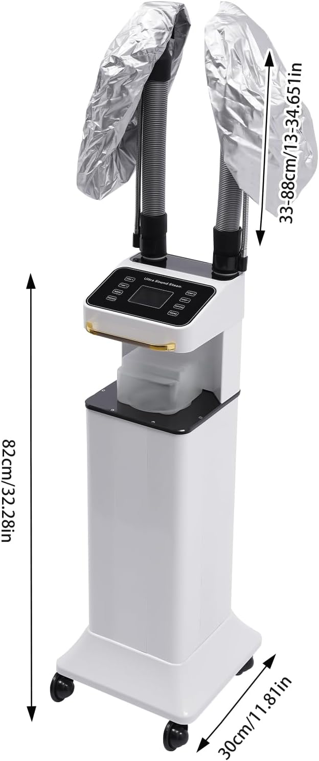 Nano Hair Steamer Professional Ozone Hair Steamer 650W 110V Multifunctional Hair Dyeing Machine with Timer & Adjustable Temperature, Standing Micro Mist Hair Processor for Beauty Salon (White)