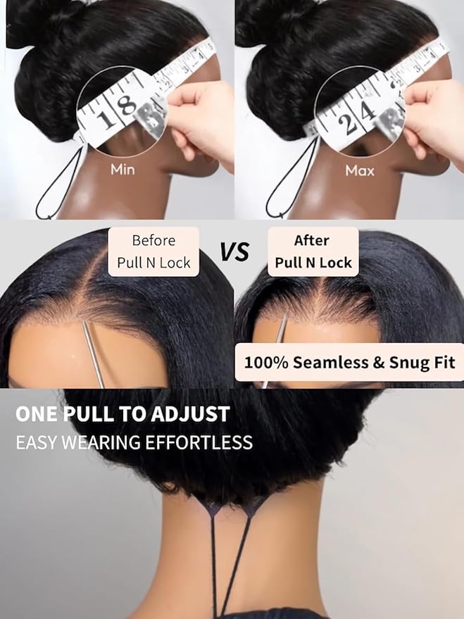 Julia Hair Chestnut Brown Ombre Yaki Straight 7x5 Pre Cut HD Lace Put On and Go Wig Bye Bye Knots Glueless Human Hair Wigs with Invisi Drawstring Pre Plucked Bleached Knots Beginner Friendly 20 Inch