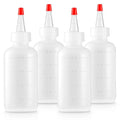 Bar5F 4-Pack Soft Squeeze Hair Applicator Bottle for Hair Treatment, Scalp Oil, Root, Color, 4 Ounce Translucent with Measuring Scale and Cap, BPA Free | Set of Bulk