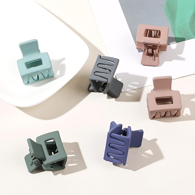 Small Claw Hair Clips for Women Girls - Mini Hair Clips Square Tiny Claw Clips for Thin Hair Strong Hold Cute Jaw Clip Nonslip Hair Styling Accessories with Box