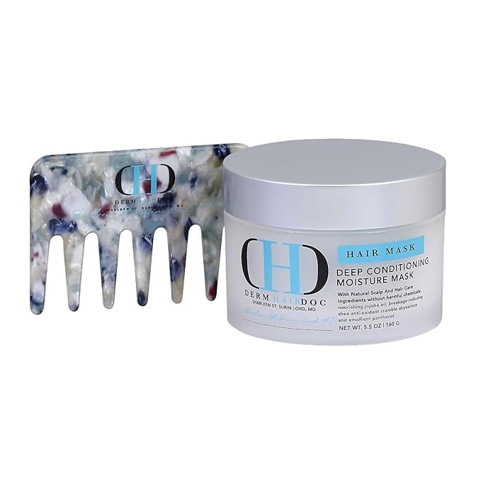 Deep Conditioning Hair Mask Detangler Moisturizing Non-Toxic All-Natural Dermatologist-Developed Treatment for Curly, Dry, Frizzy, Swimmer's Hair & Itchy Scalp – 5.5 oz