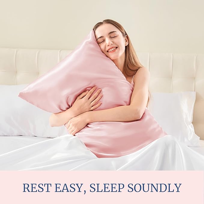 BEDELITE Satin Pillowcase for Hair and Skin, Super Soft Similar to Silk Pillow Cases 4 Pack with Envelope Closure, Cooling Pillowcases for Women Men (20"x26" Standard Size, Pink)