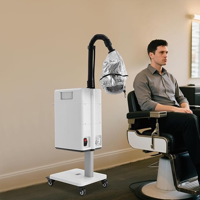 Nano Hair Steamer, Professional Micro-Mist Hair Steamer 6 Modes Adjustable, Floor Type 360° Rotation Universal Wheel for Hair Deep Care Hair Repair Salon Spa (White Stye)