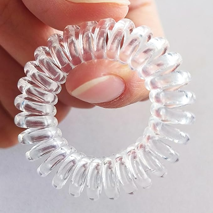 27 Pieces Spiral Coil Hair Ties: Waterproof Elastic Traceless Ponytail Holders, Colorless 1.58inch (4cm) No Crease Hair Bands