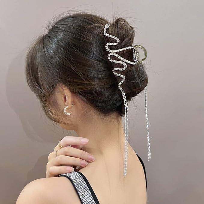 Hair Jaw Claw Clips Fish Bone Shape Large Metal Gold Fashion Nonslip Hairpin Catch Clip Accessories for Thick/Thin Hair HairStyling (Sliver Snake)