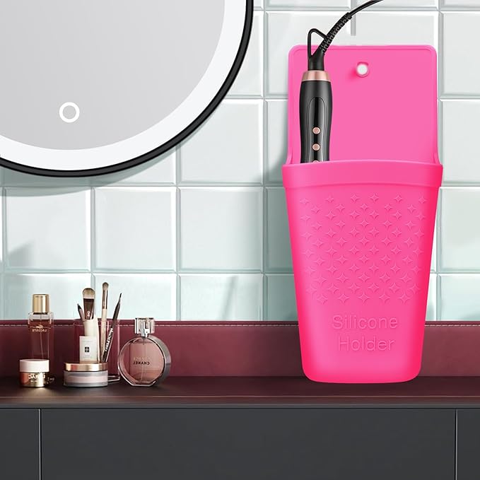 ZAXOP Flat Iron/Curling Iron/Hair Straightene/Hot Hair Tools Holder, Silicone Heat Resistant Mat Pouch Organizer.(Hotpink)
