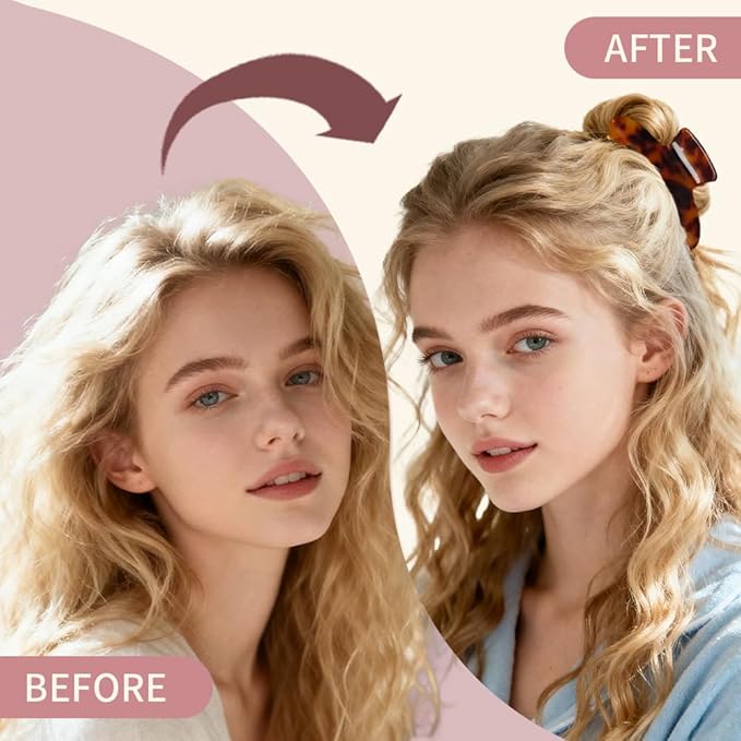 French Hair Claw Clips for Women Grils,4 Inch Strong Hold No Slip Grip Accessories Acetate Material,Not Easily Damaged,Thick or Thin Hair (Amber)