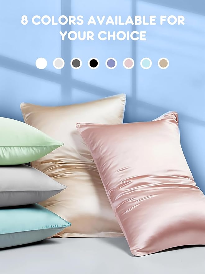 Mulberry Silk Pillowcase for Hair and Skin, SGMSILK 22 Momme Natural Silk Pillow Cases with Zipper, 6A Soft and Smooth Single Sided Pure Silk Pillow Cover (White, King 20"x36")