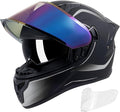 Full Face Motorcycle Helmets for Adult Men Women, DOT Approved Street Bike Racing Helmet Dual Visor Quick Release Buckle, Motorbike ADV Moped Helmet with Extra Clear Visor