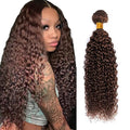 Brown Kinky Curly Bundles Human Hair Chocolate Brown Bundles Niegmeag Brazilian Virgin Remy Hair Single Bundle 12 Inch Double Weft Soft and Silky Color 4 Kinky Curly Bundle Hair Weave