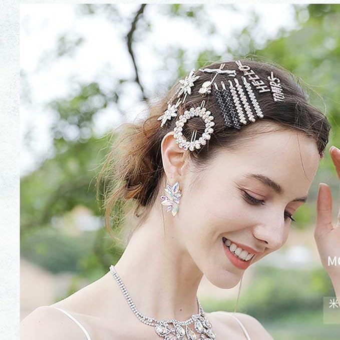 WHITEBRIDGE 8pcs Four Kinds Of Color Crystal Rhinestone Hair Pins For Women Girls