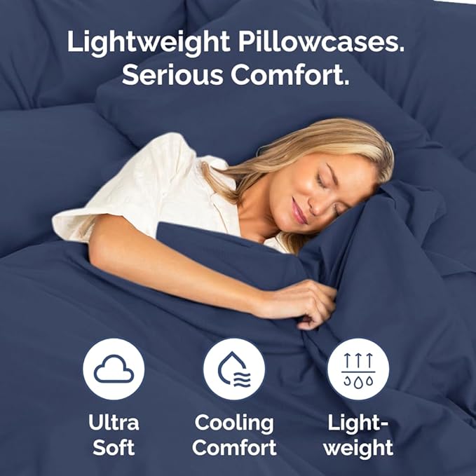 King Pillow Cases - 4 Pack - Super Soft Pillowcase Covers - Envelope Enclosure - Hotel Quality Pillow Protectors - Wrinkle Free, Shrink and Stain Resistant - Machine Washable - 20" x 40" (Navy Blue)