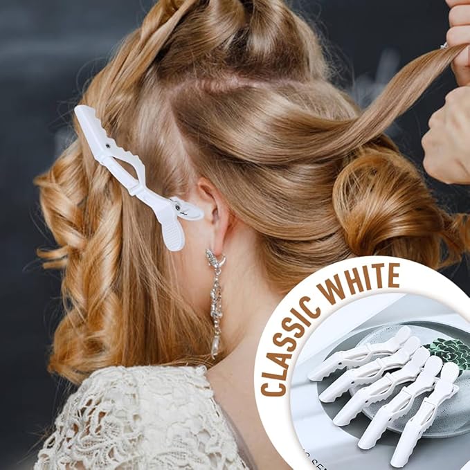 30 Pieces Professional Plastic Alligator Hair Clips for Hair Salon Styling Sectioning Duckbill Hair Clips Barrettes Pins Accessories for Men Women Girls Teens (White)