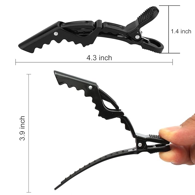 Ondder 14 Pack Black Alligator Pro Salon Hair Clips for Styling - Plastic Gator Clips