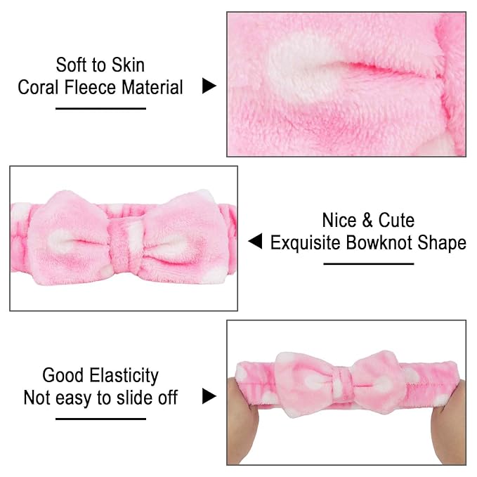 Casoty 6 Pcs Makeup Hair Headbands, Soft Coral Fleece Spa Headband for Washing Face, Facial Headband for Face Washing Shower Skin Care Yoga