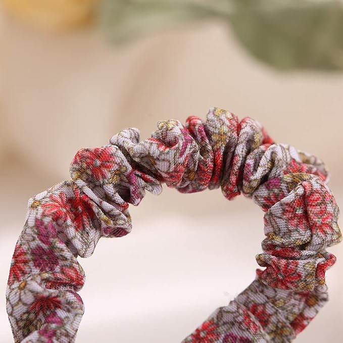 12Pcs Thin Floral Hair Ties, Soft Hair Scrunchies Elastic Hair Bands Floral Solid Ropes Ponytail Holder Stocking Stuffers for Women Girls
