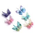 6Pcs/pack 3D Colorful Organza Butterfly Hair Clips - Chiffon Fairy Wings - Ribbon Wrapped Clips 0.4Inch Barrettes Hair Accessories For Women(Multicolor3)