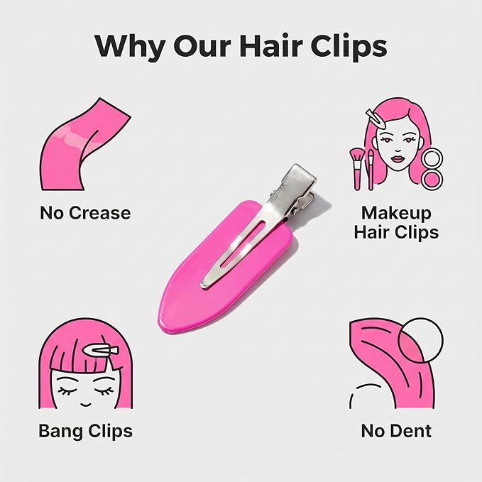 No Crease Hair Clips Makeup Pin Curl Clip Bulk 40Pcs Multicolor No Bend Dent Bang Creaseless Hair Clips for Makeup Application Bangs Hairpin Setting Pins Clip for Women Styling (Red)