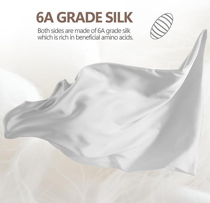 Luxury 6A Mulberry Silk Pillowcase & Silk Pillow Case for Hair & Skin – Anti-Wrinkle, Hidden Zipper – Best Beauty Sleep Solution for Women (White, Standard)