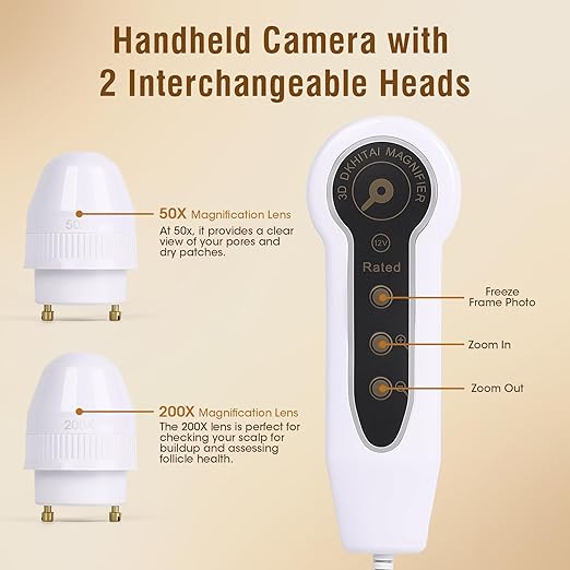Scalp Camera, 5" HD Rechargeable Scalp and Skin Analysis Machine, Skin Microscope for Professional Facial & Hair Follicle Health Diagnosis - For Home, Salon, Spa