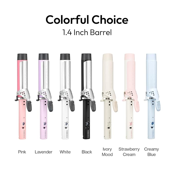 VODANA Professional GlamWave Ceramic Curling Iron, Long-Lasting Natural Curls, Instant Heat, Hair Curler, Curling Wand, Available in USA (1.4 inch, Ivory)