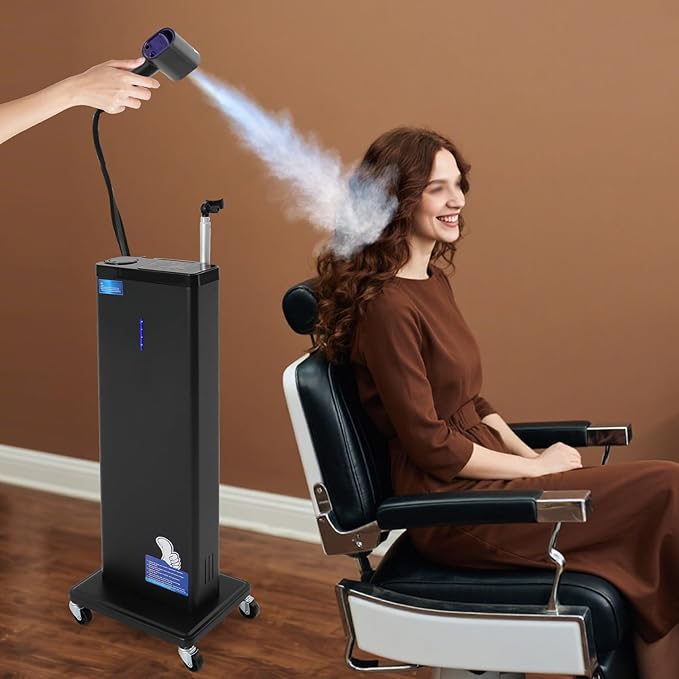 Nano Mist Hair Steamer, 1300W Multifunctional Professional Micro Mist Hair Processor w/ 360°Swivel Wheels & Control Panel,9-Gear Adjustable High Sealing Steamer for Hair Deep Care Repair Salon Spa